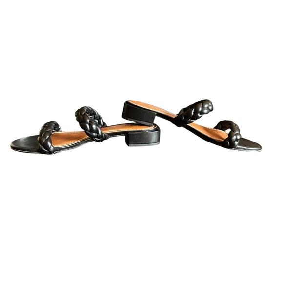 L’Intervalle Braided Leather Slide Sandal Black US 8 Double Strap Low Block Heel - Picture 2 of 14